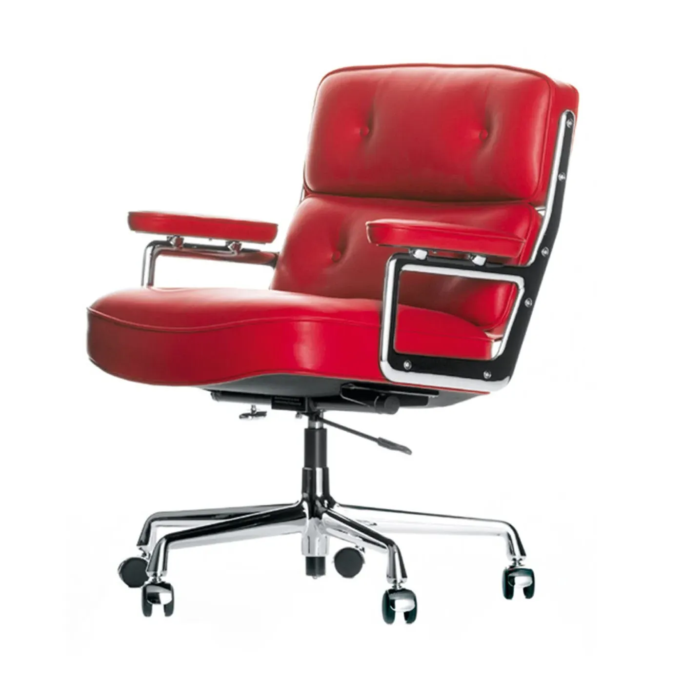 Executive Office Chair with Swivel - Red, Leather
