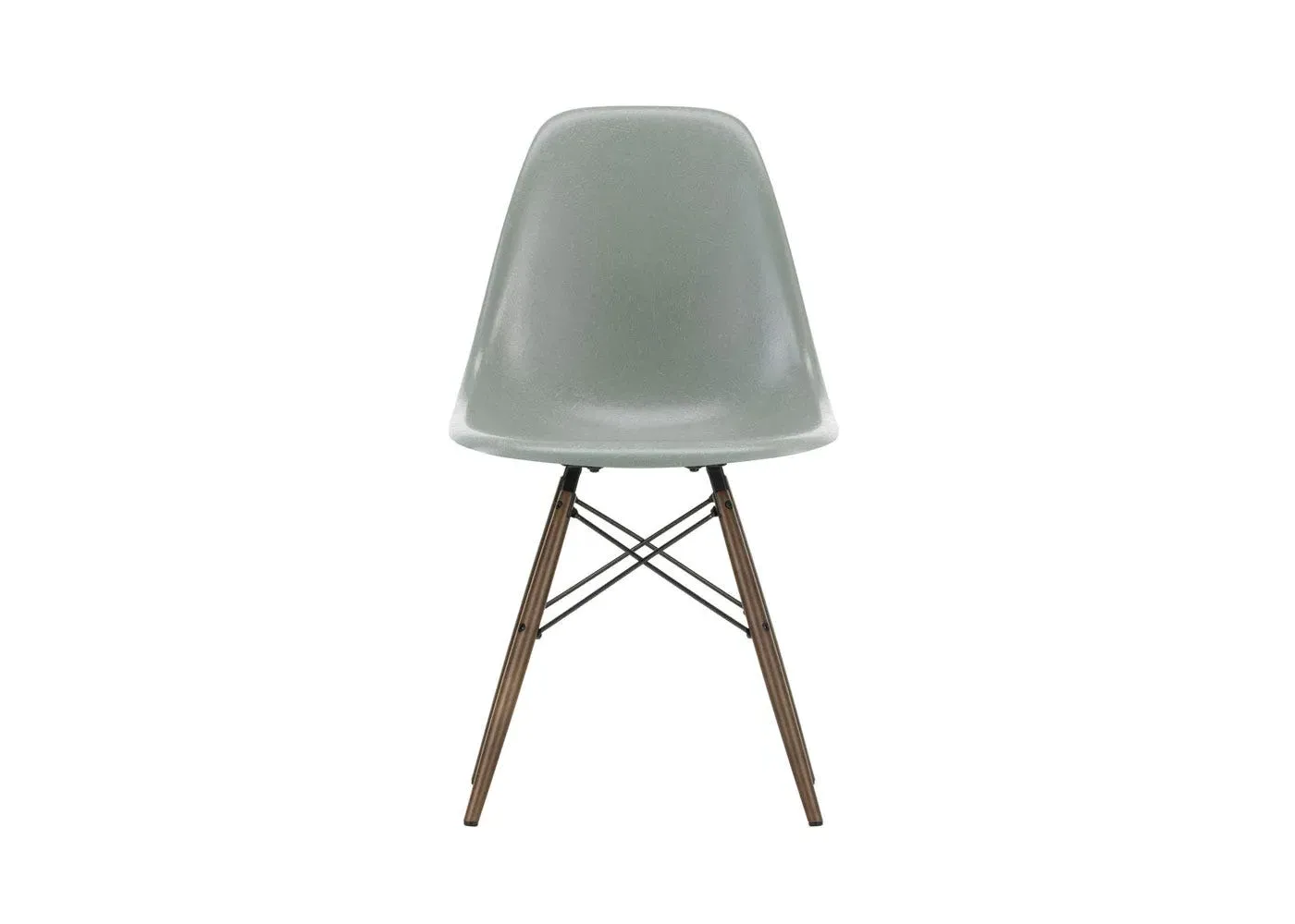 Fibreglass Chair with Wood Base - Green, Fibreglass