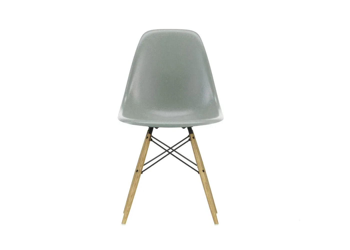 Fibreglass Chair with Wood Base - Green, Fibreglass