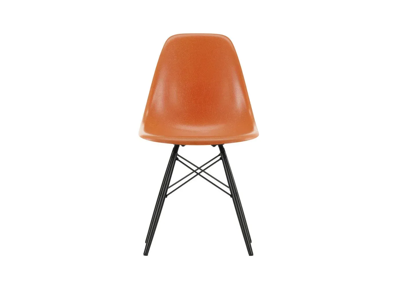 Fibreglass Chair with Wood Base - Orange, Fibreglass