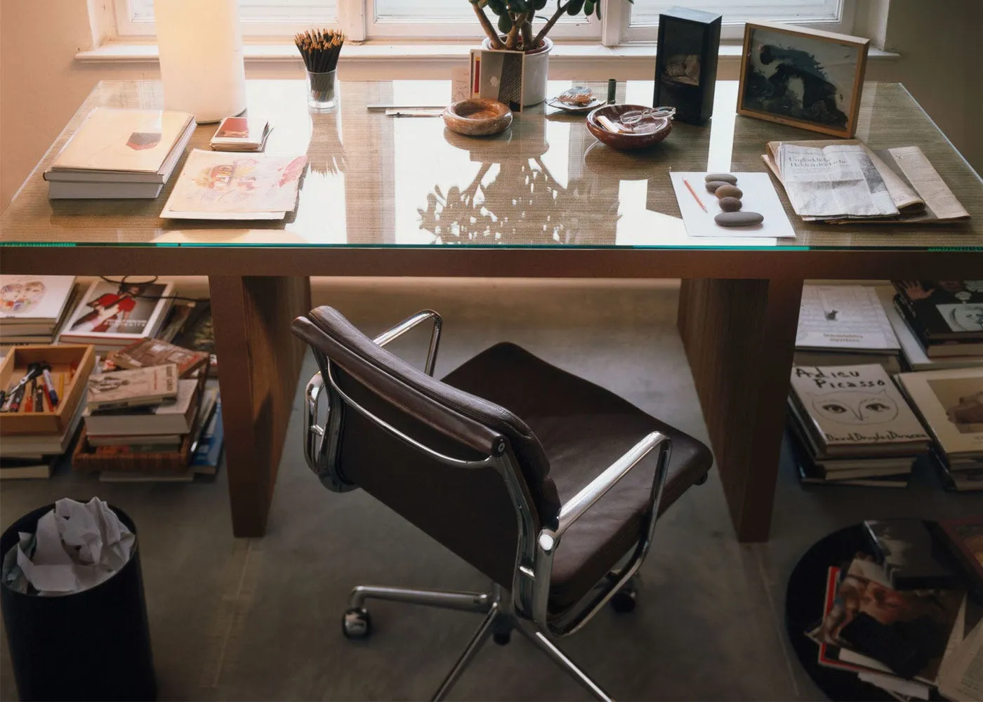 High Back Office Chair with Soft Pad - Black, Leather