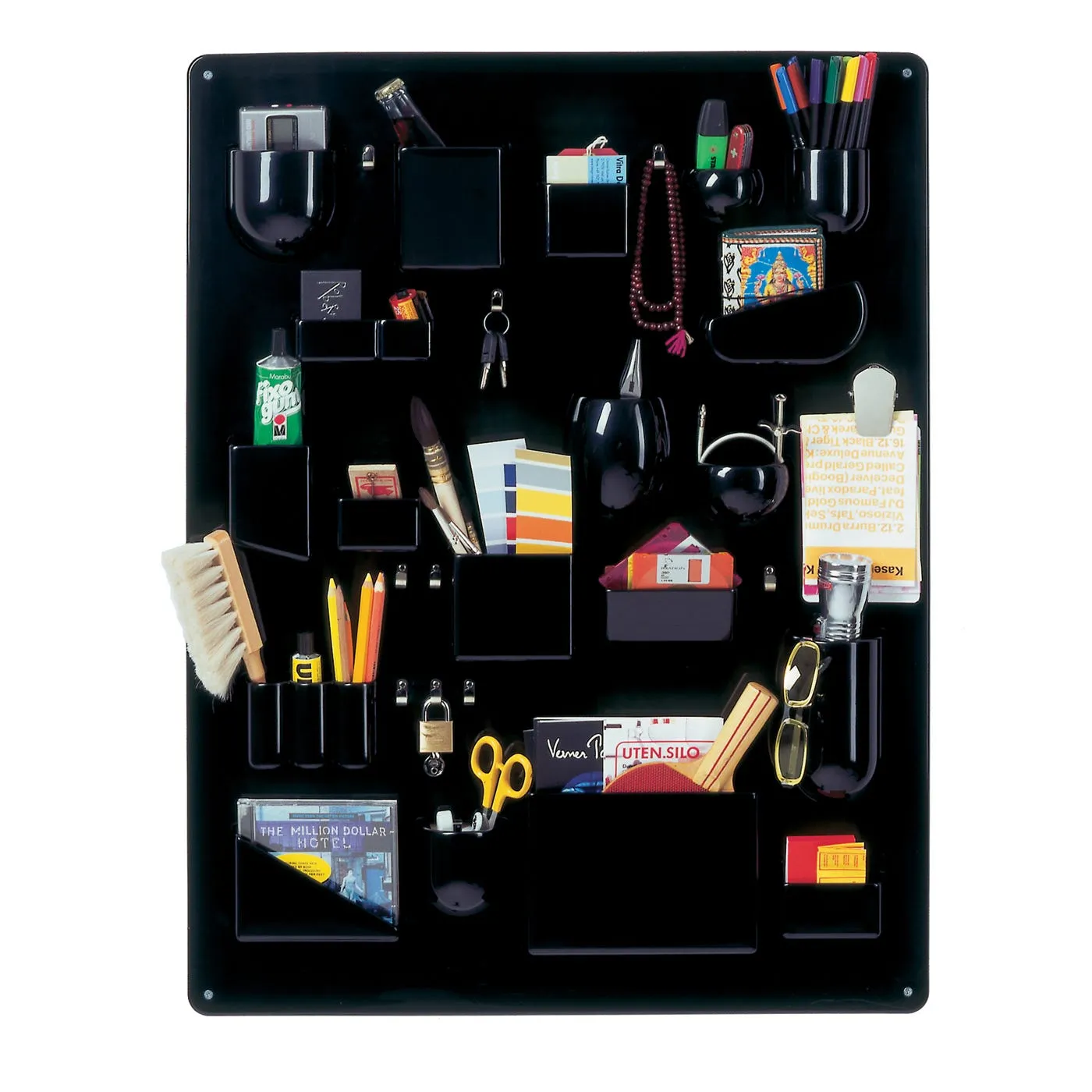 Large Wall Organizer with Hooks - Black