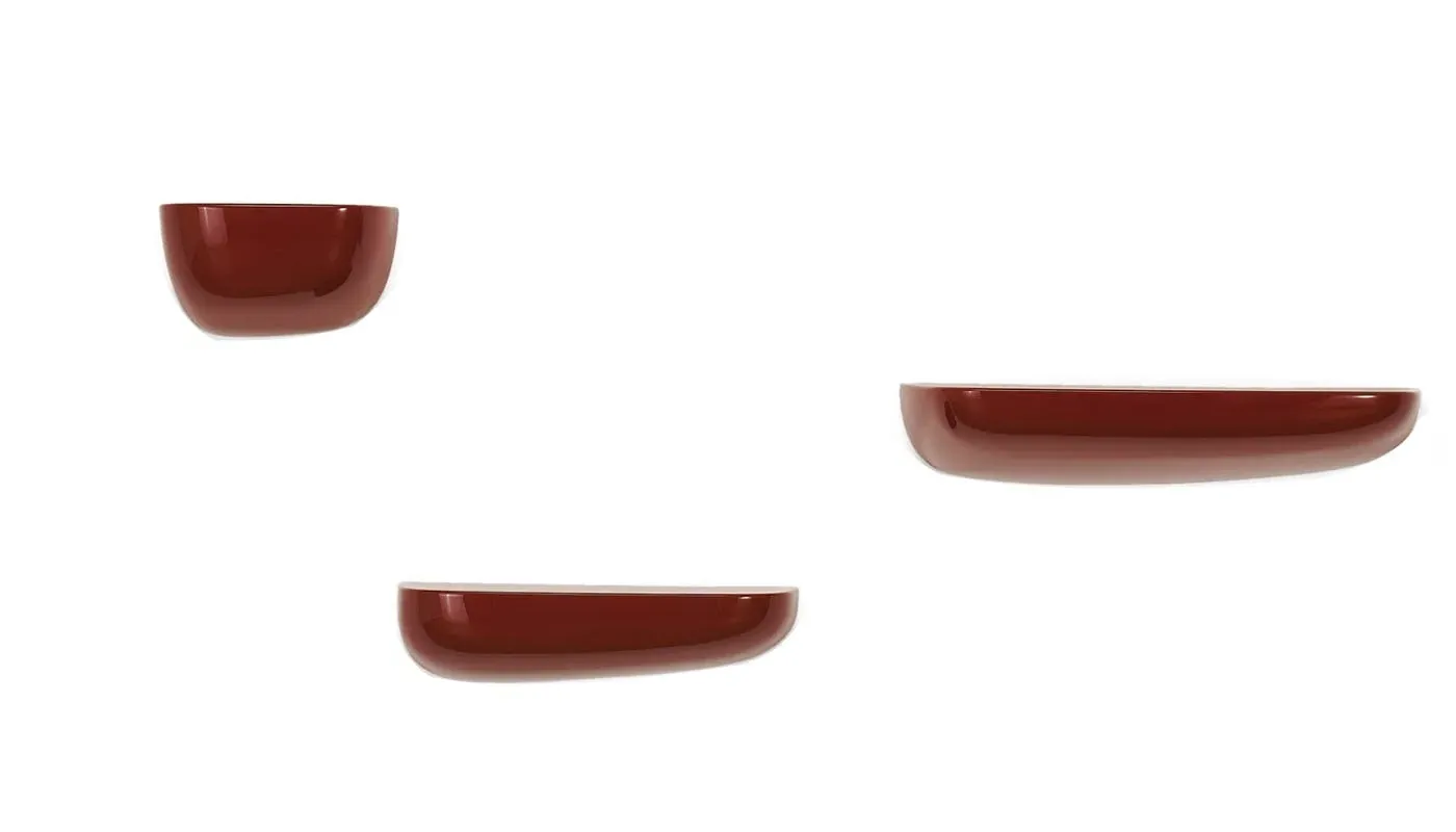 Large Wall Shelf with Curved Sides - Red, Plastic