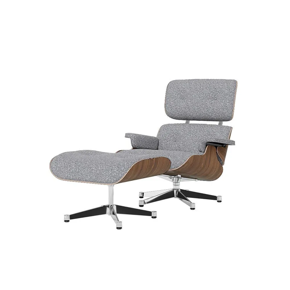 Lounge Chair & Ottoman Set - Blue, Walnut