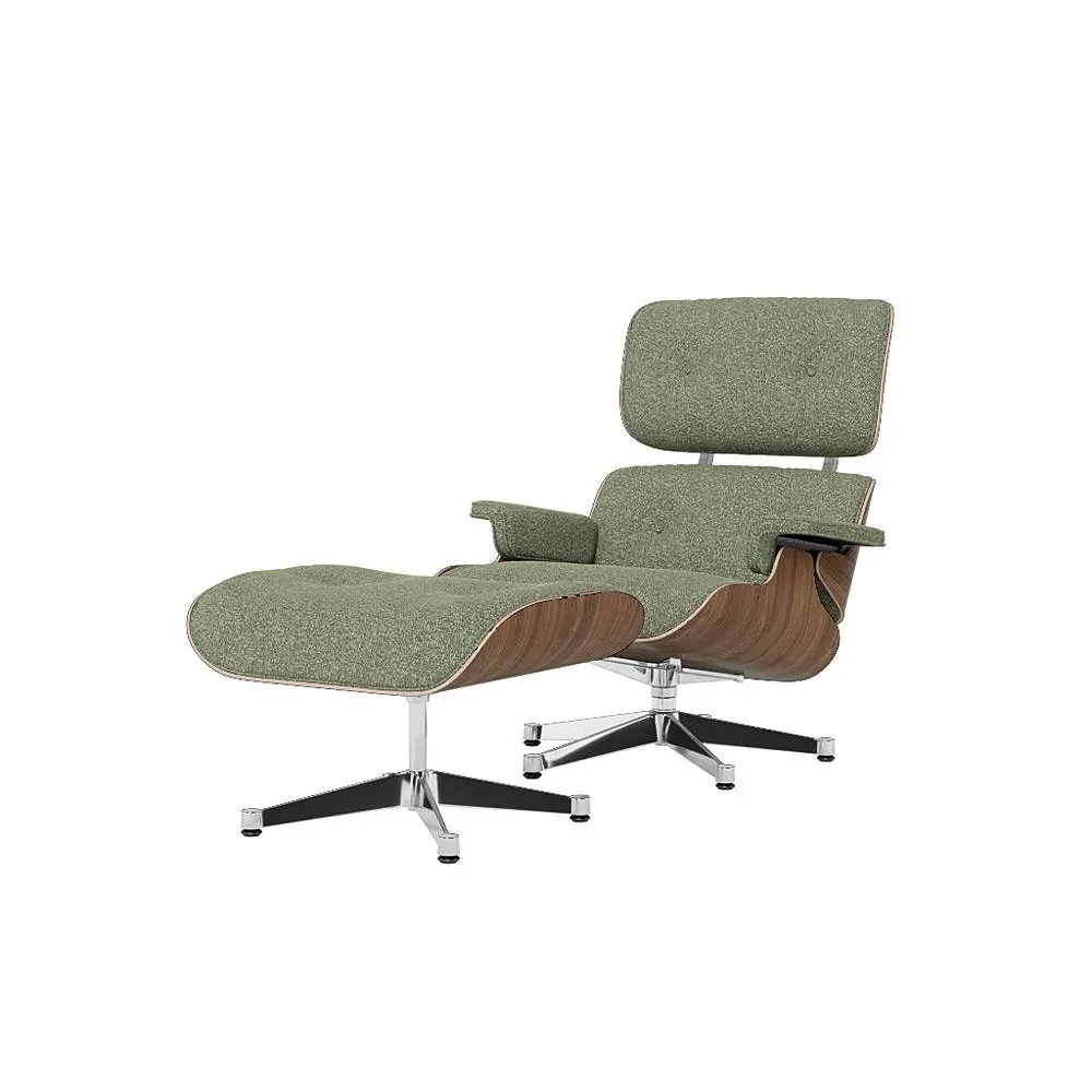 Lounge Chair & Ottoman Set - Green, Walnut