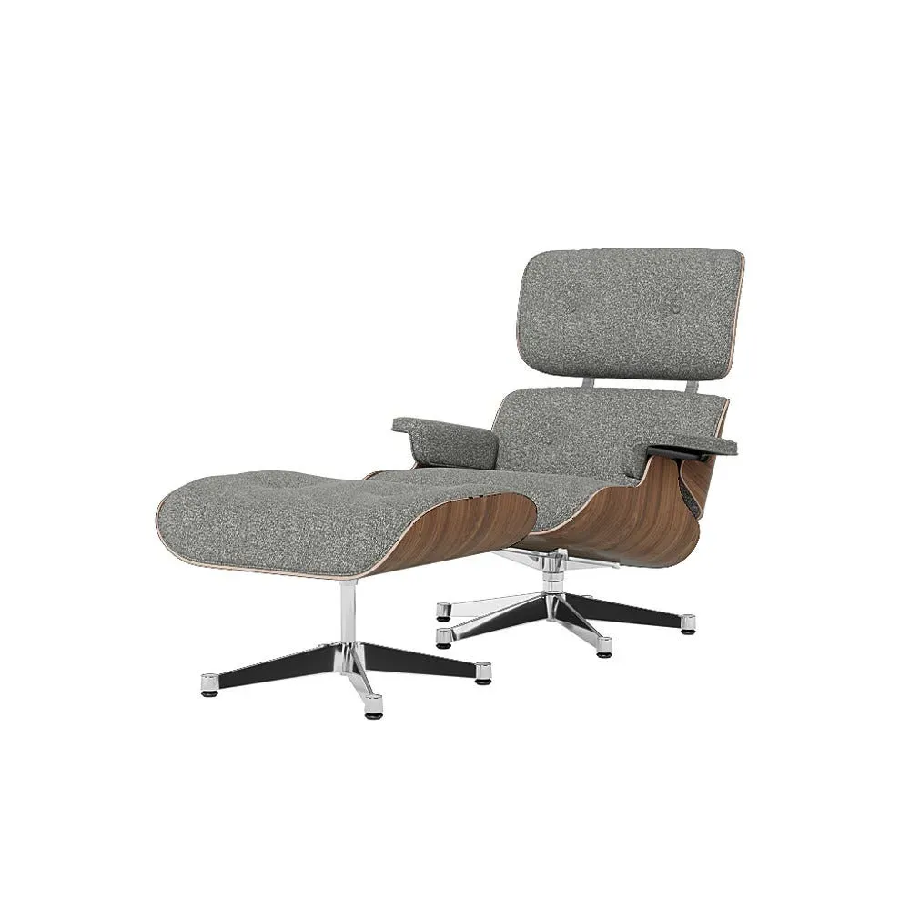 Lounge Chair & Ottoman Set - Grey, Walnut