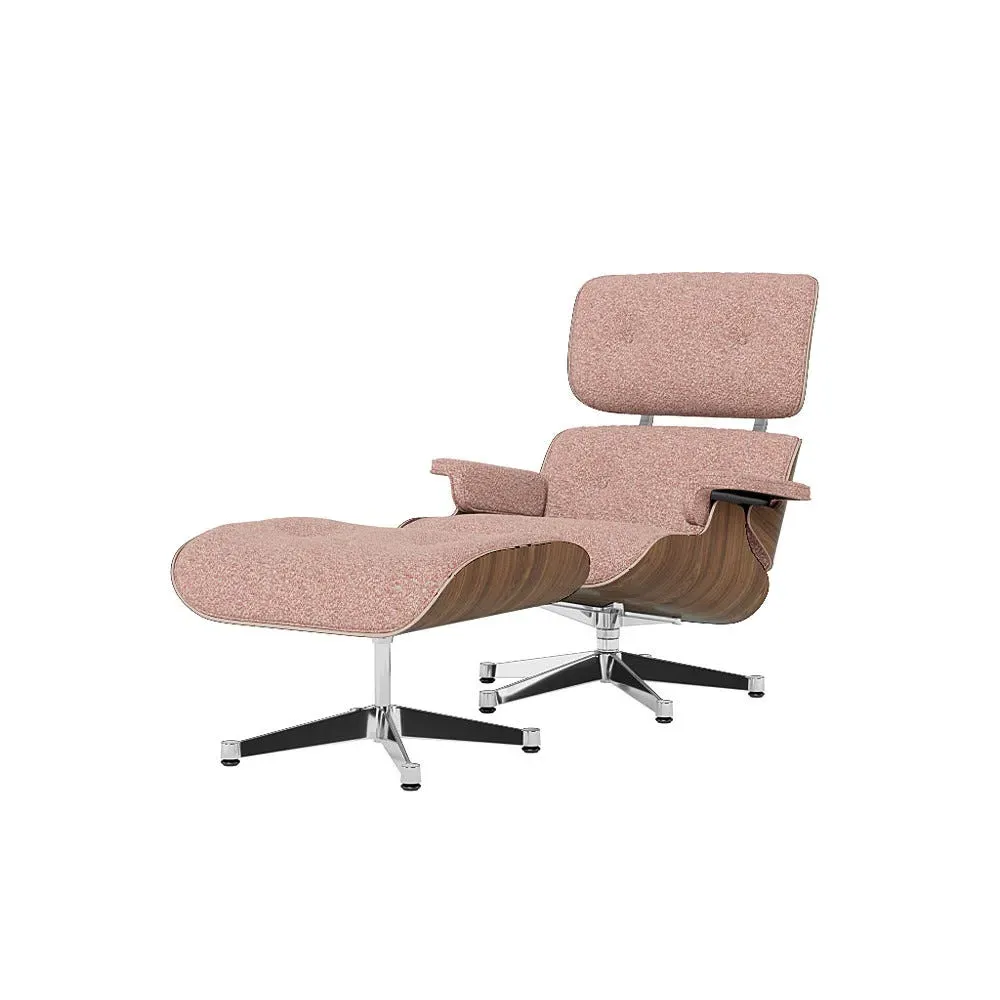 Lounge Chair & Ottoman Set - Pink, Walnut