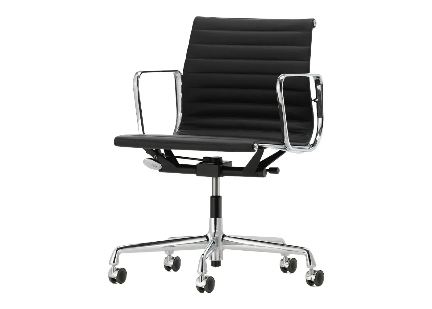 Office Chair with Chrome Base - Black, Leather