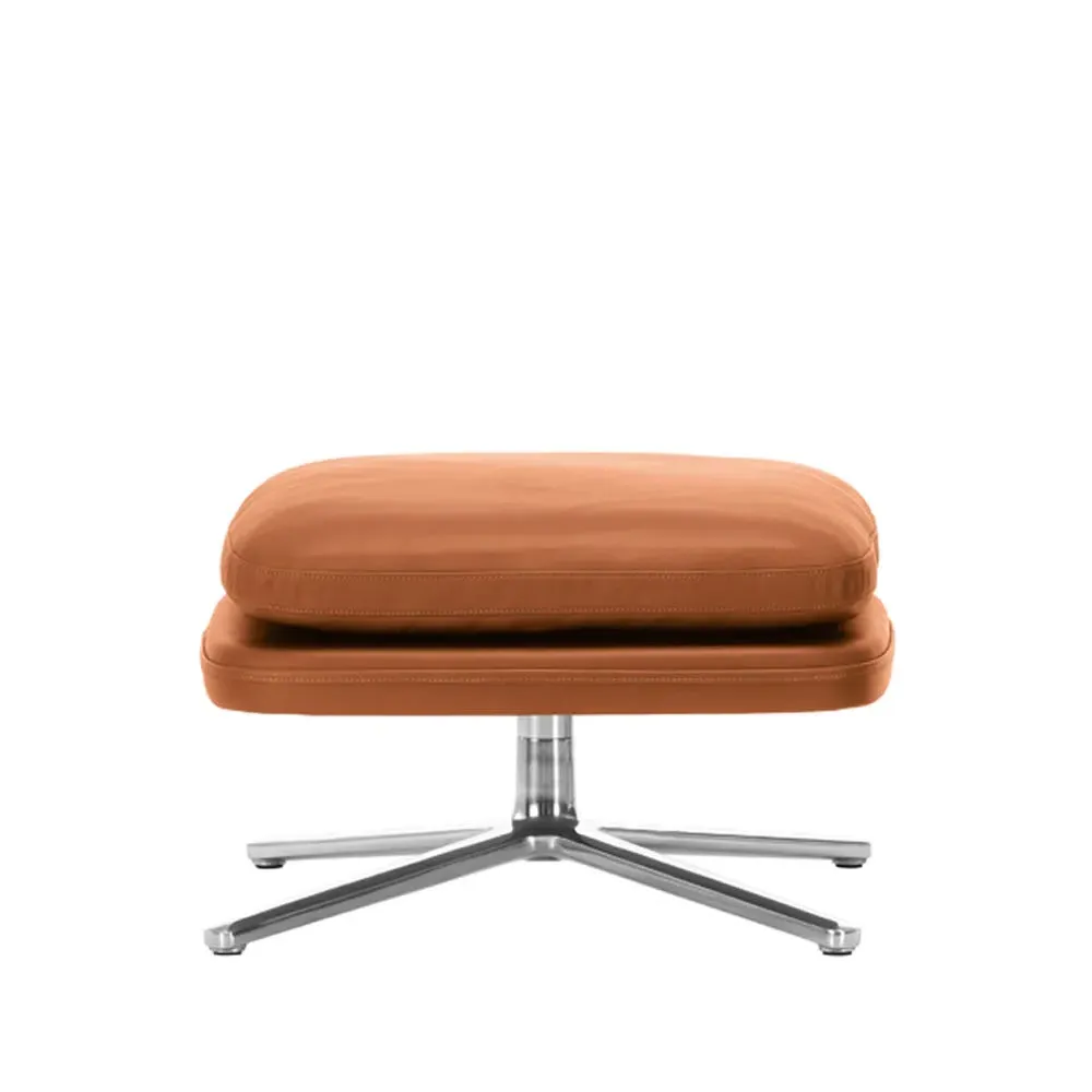 Ottoman with Polished Base - Brown, Leather image