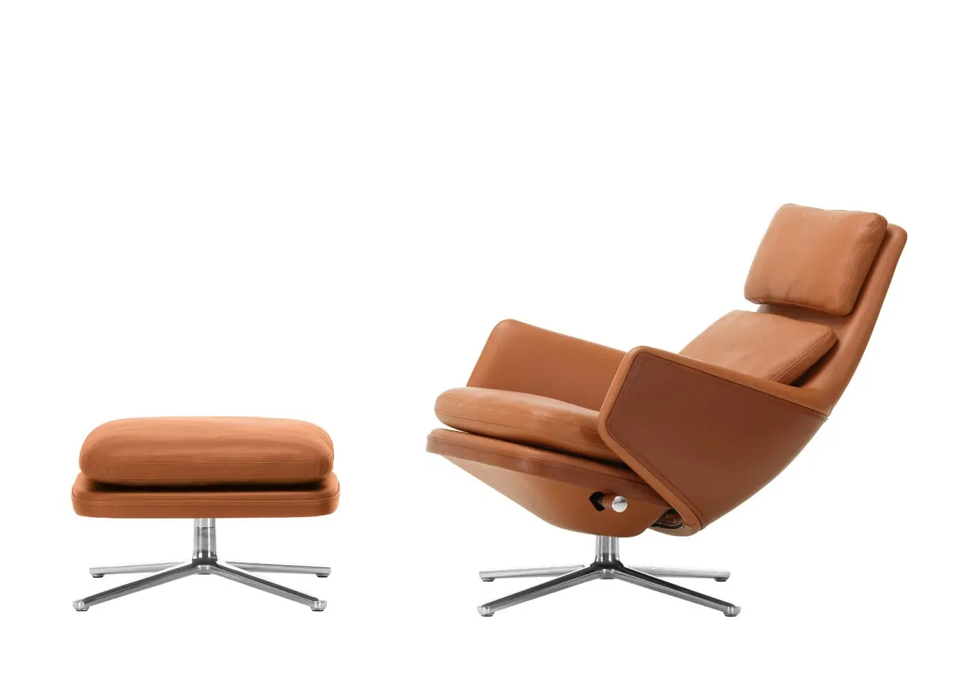 Reclining Lounge Chair with Ottoman - Brown, Leather image