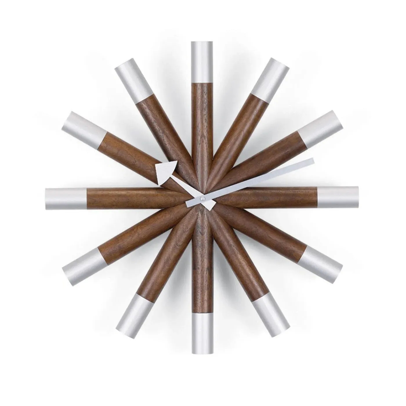 Round Wall Clock with Wooden Poles - Multi image