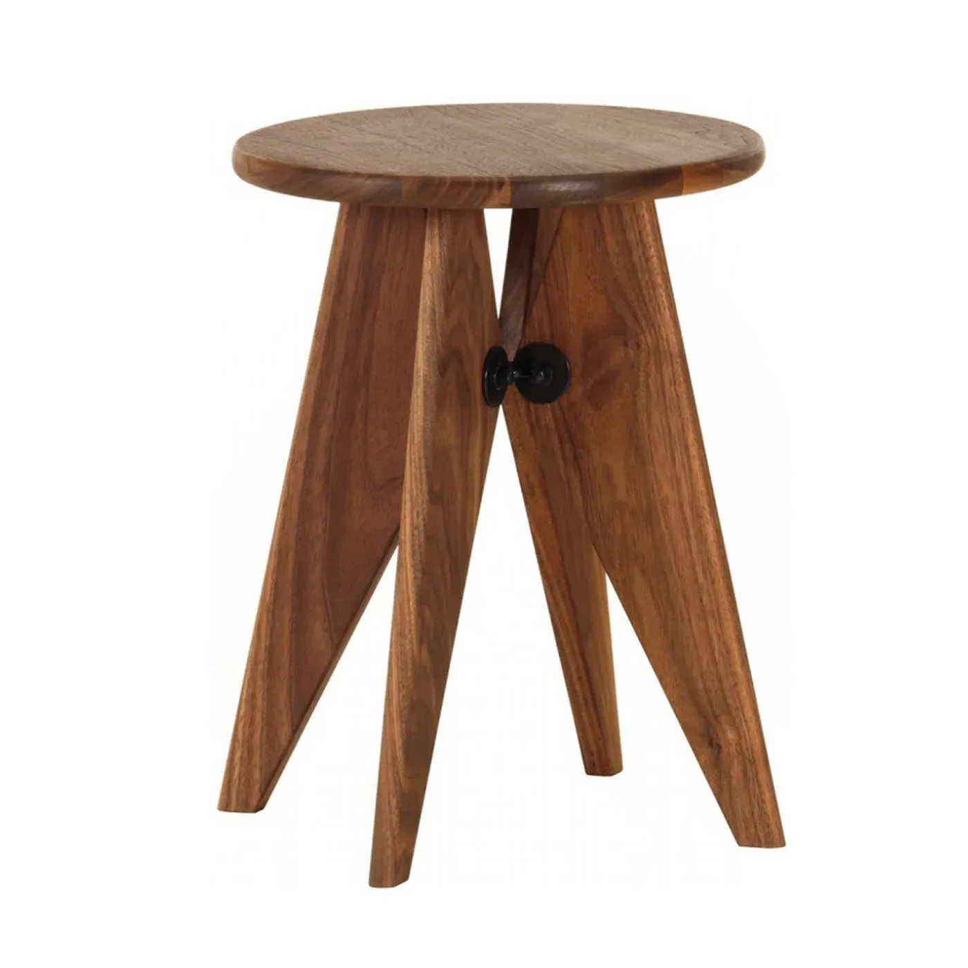 Small Stool with Steel Frame - Walnut