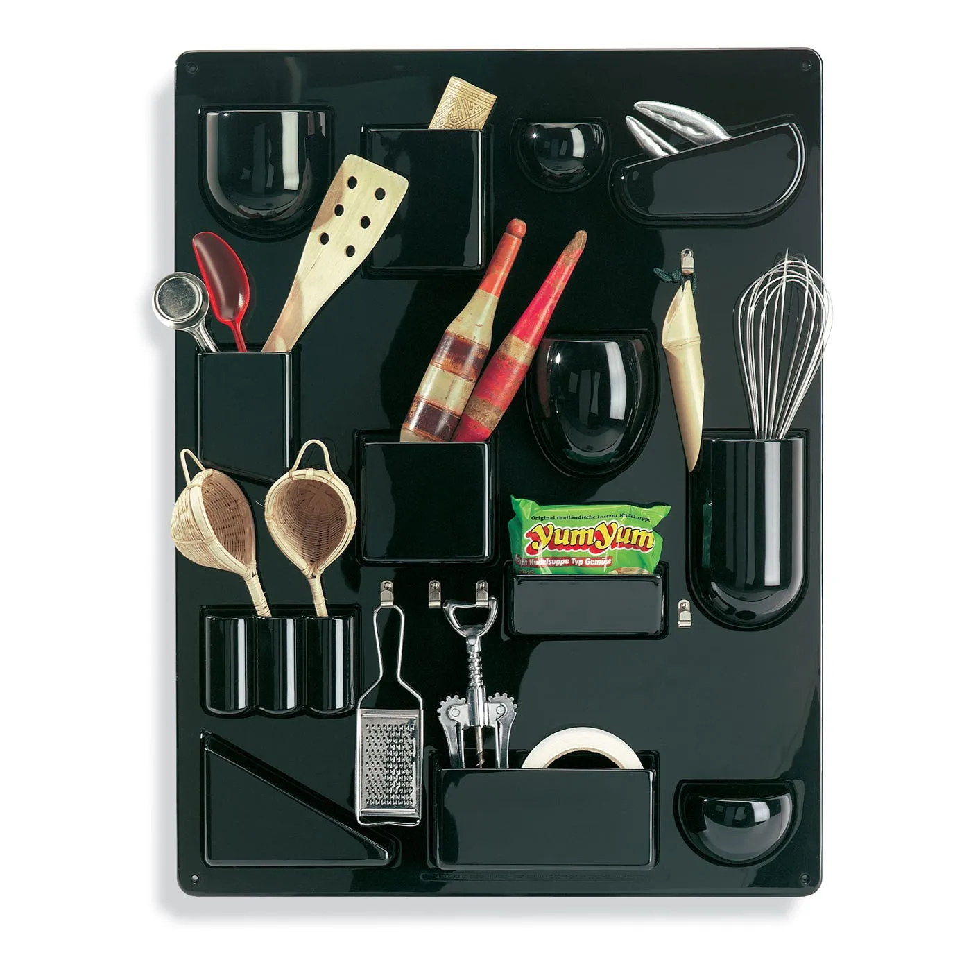 Small Wall Organizer with Hooks - Black image