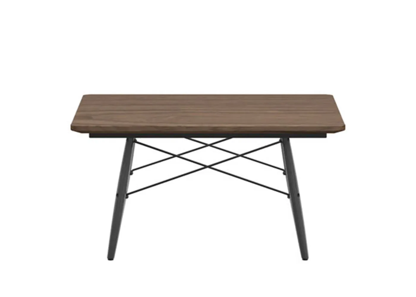 Square Coffee Table Black Base - Walnut