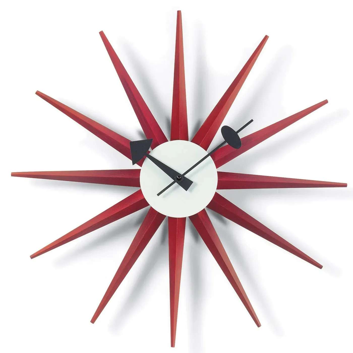 Sunburst Wall Clock - Red, Wood image