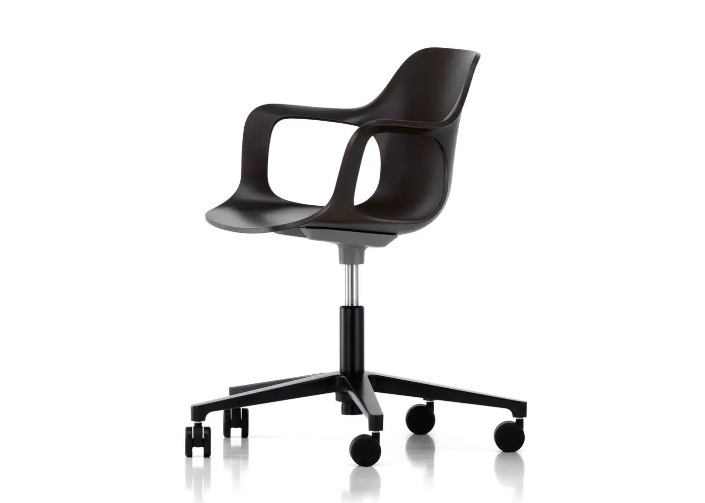 Swivel Armchair with Castors - Black, Plastic image