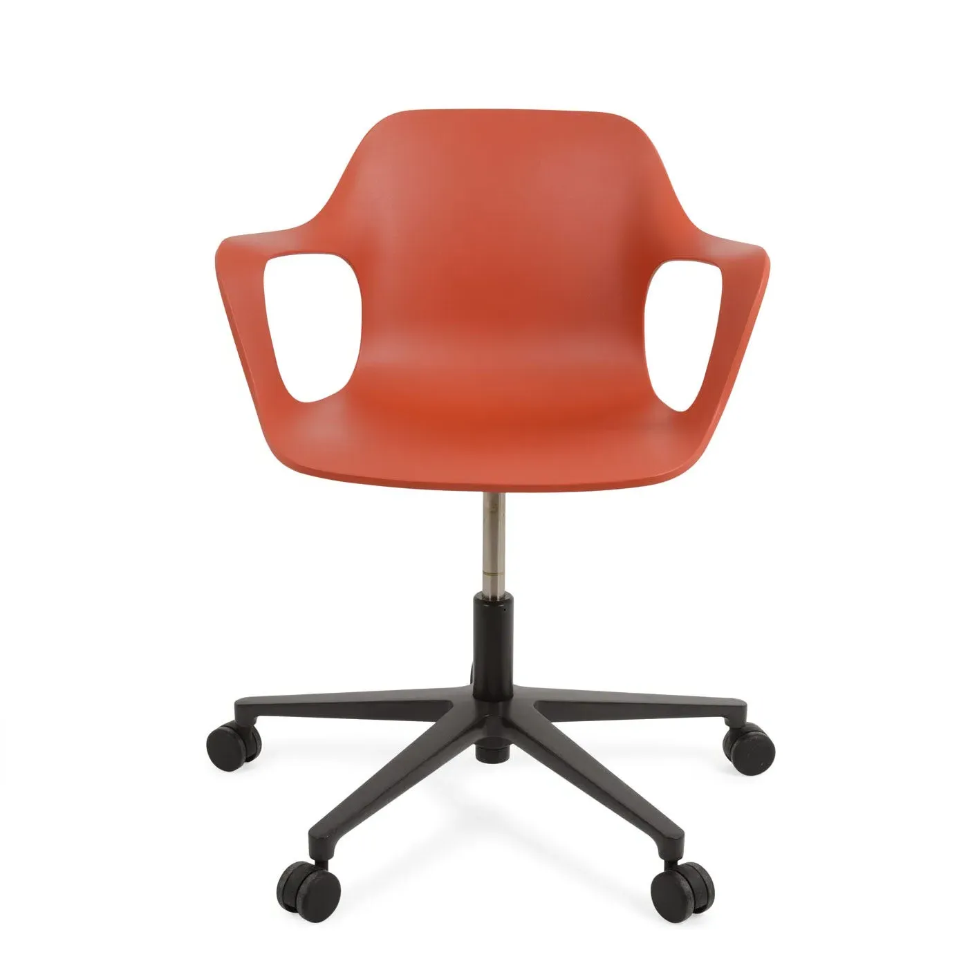 Swivel Armchair with Castors - Red, Plastic