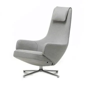 Swivel Armchair with Reclining Back - Grey, Fabric image