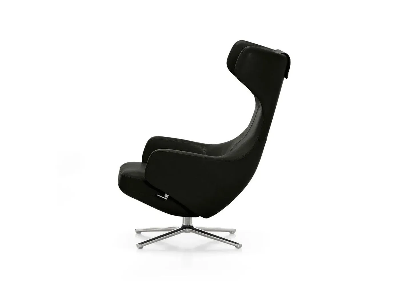 Swivel Lounge Chair with Reclining - Black, Leather