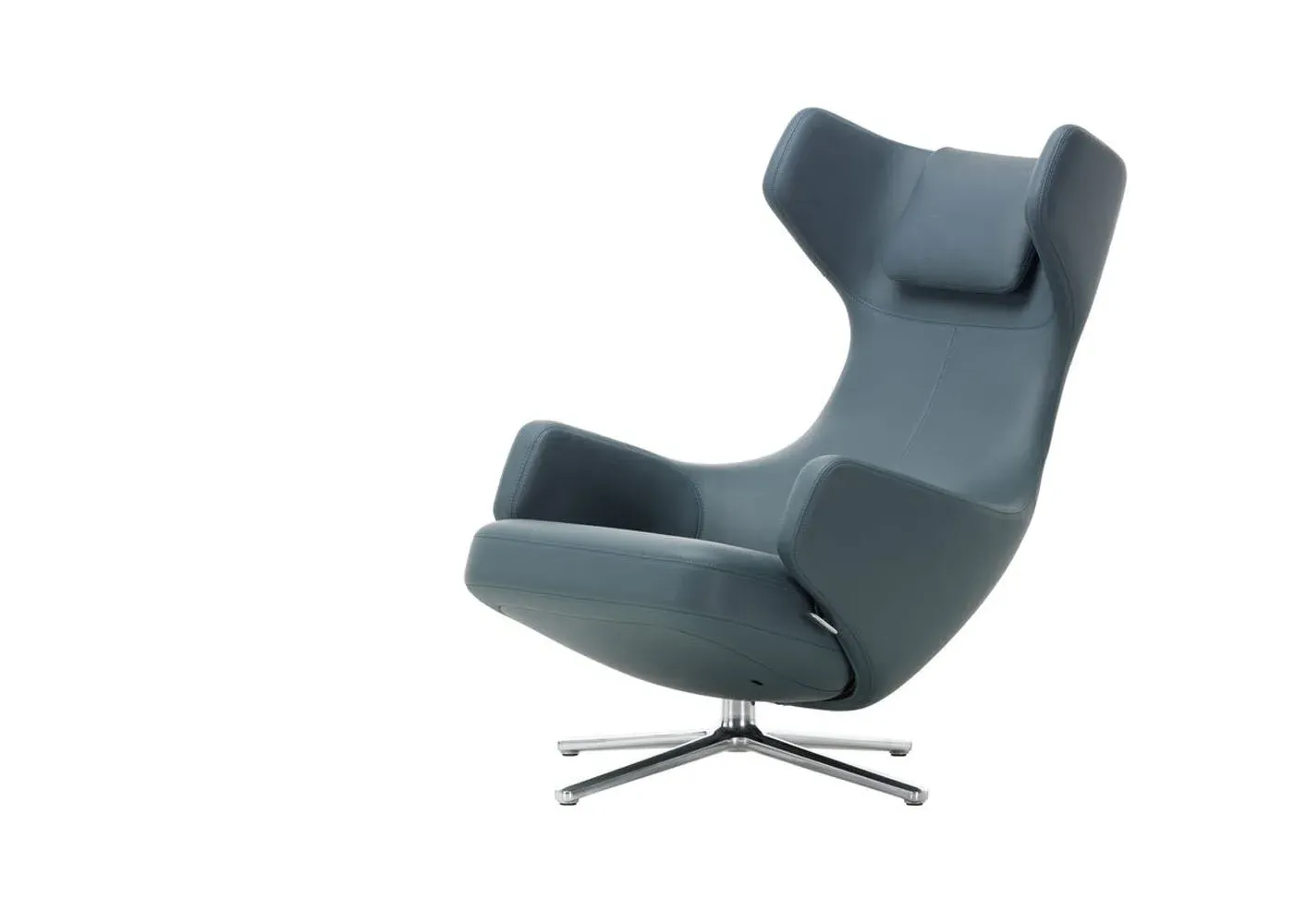 Swivel Lounge Chair with Reclining - Blue, Leather