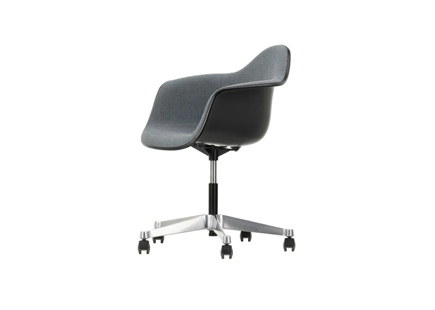 Upholstered Shell Chair with Wheels - Light Grey image