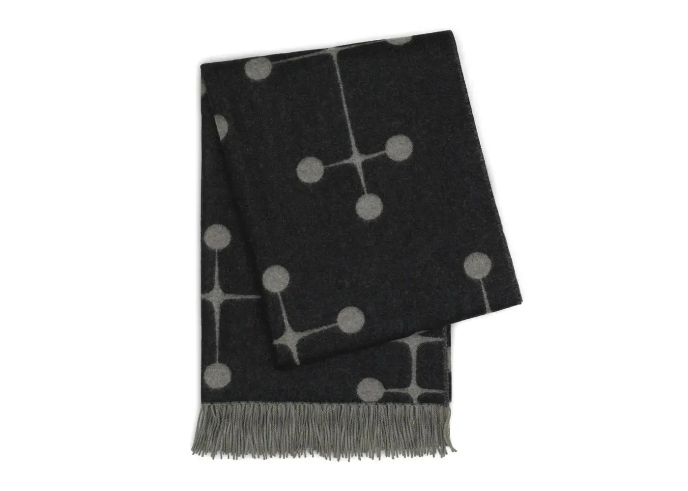 Wool Blanket with Dot Pattern - Black, Merino image