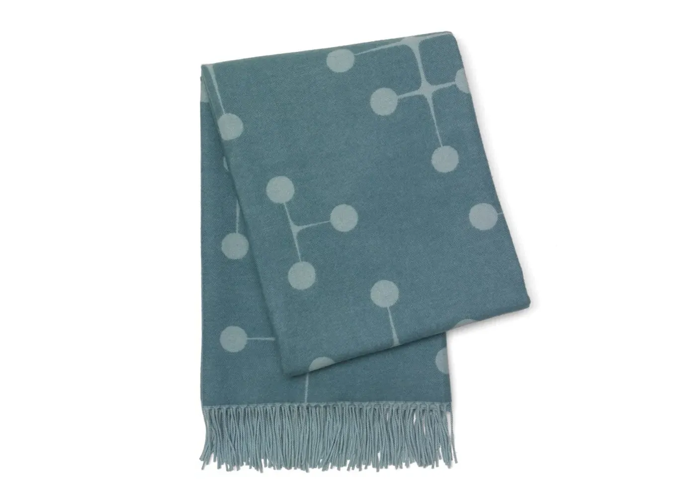 Wool Blanket with Dot Pattern - Blue, Merino