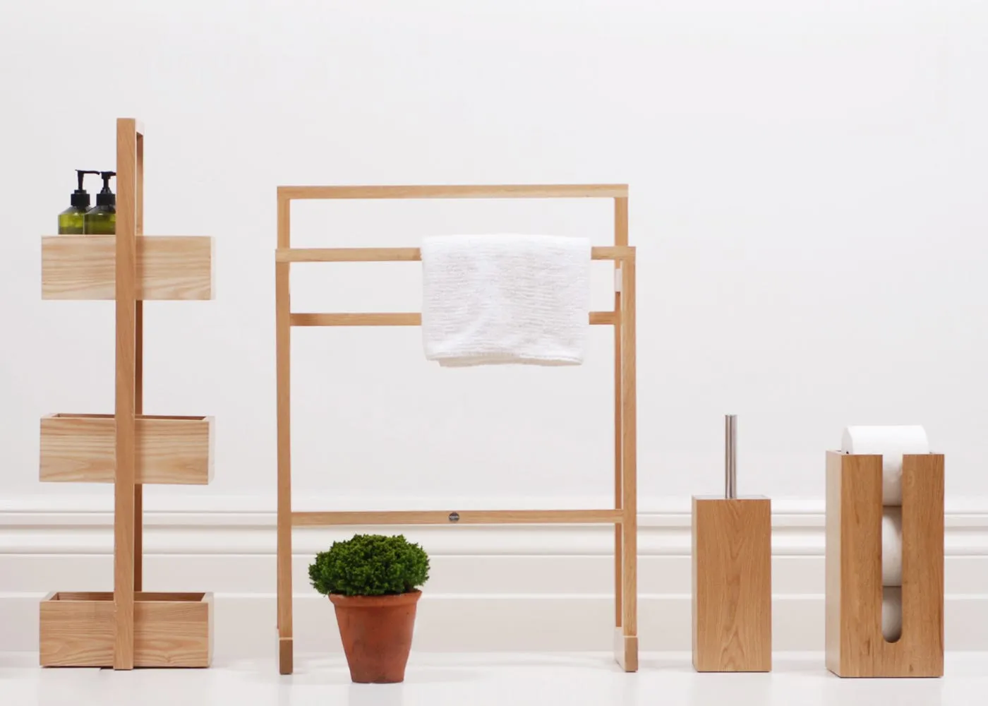 Large Freestanding Towel Rail - Natural Oak, Wood