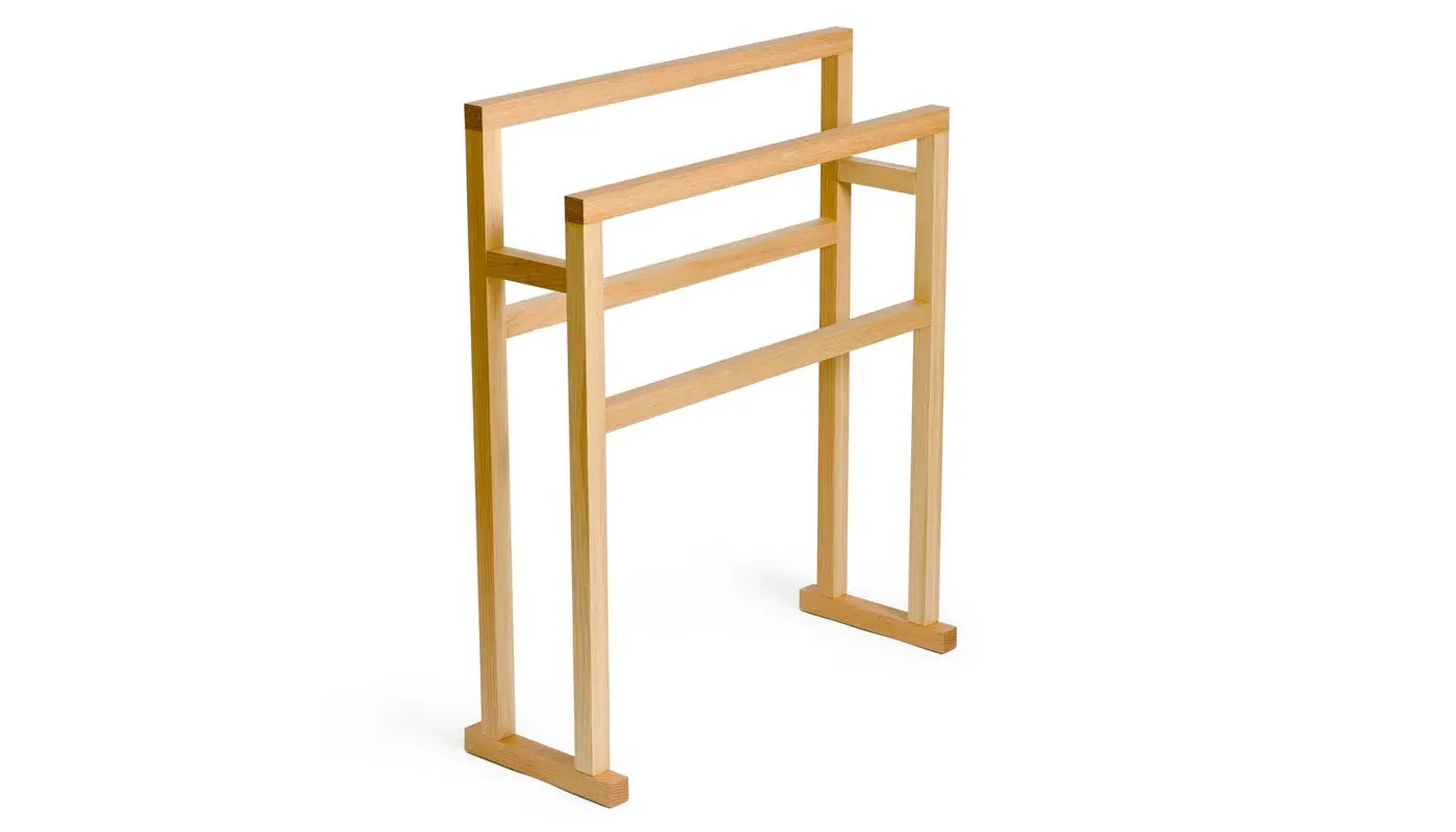 Large Freestanding Towel Rail - Natural Oak, Wood