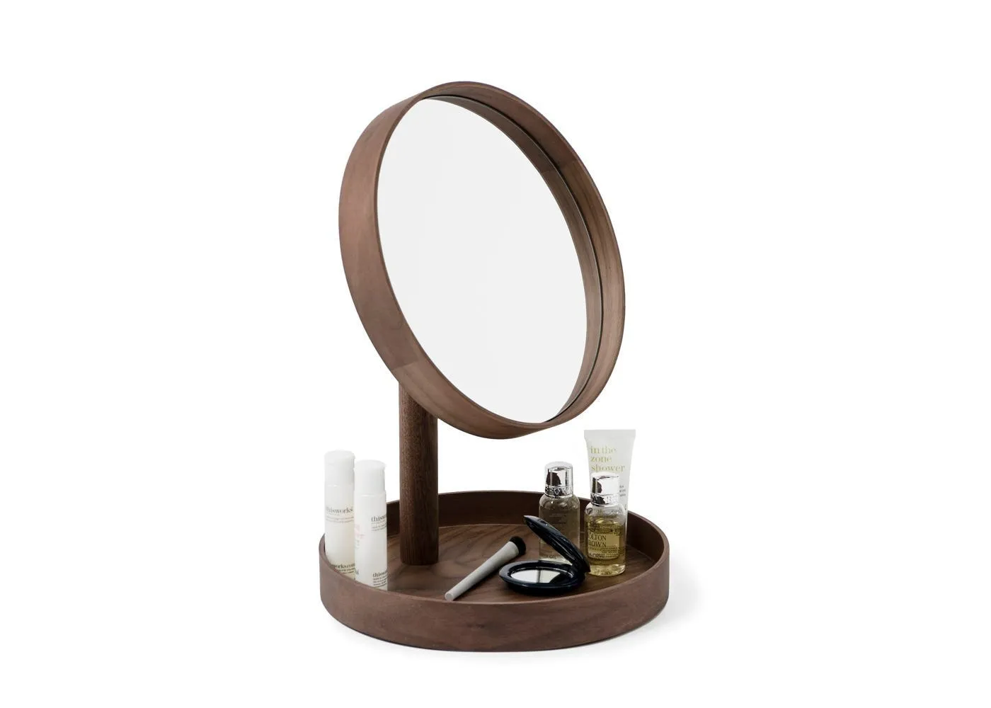 Magnifying Mirror - Walnut, Wood