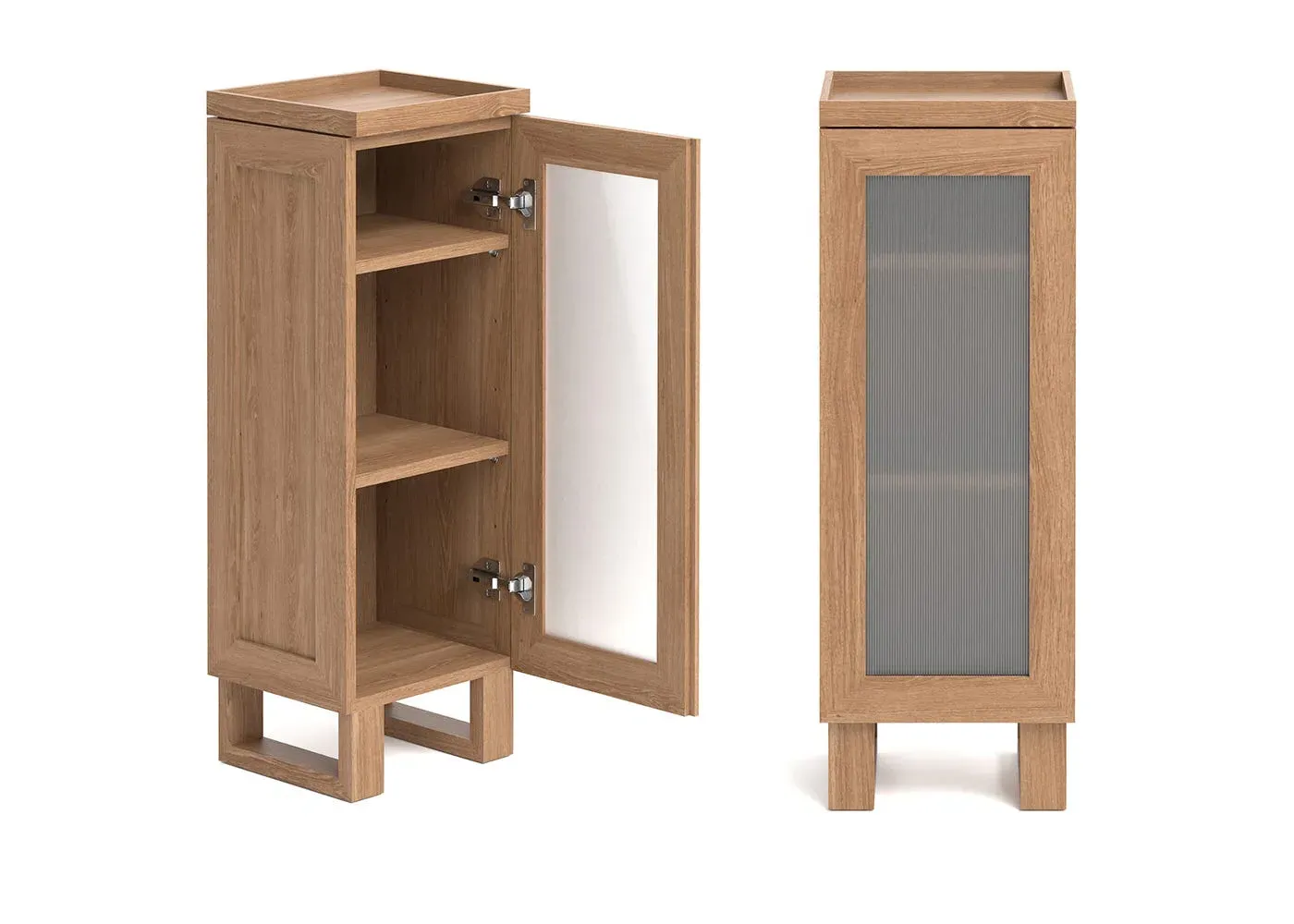 Mezza Tallboy Storage Unit - Light Oak Wood