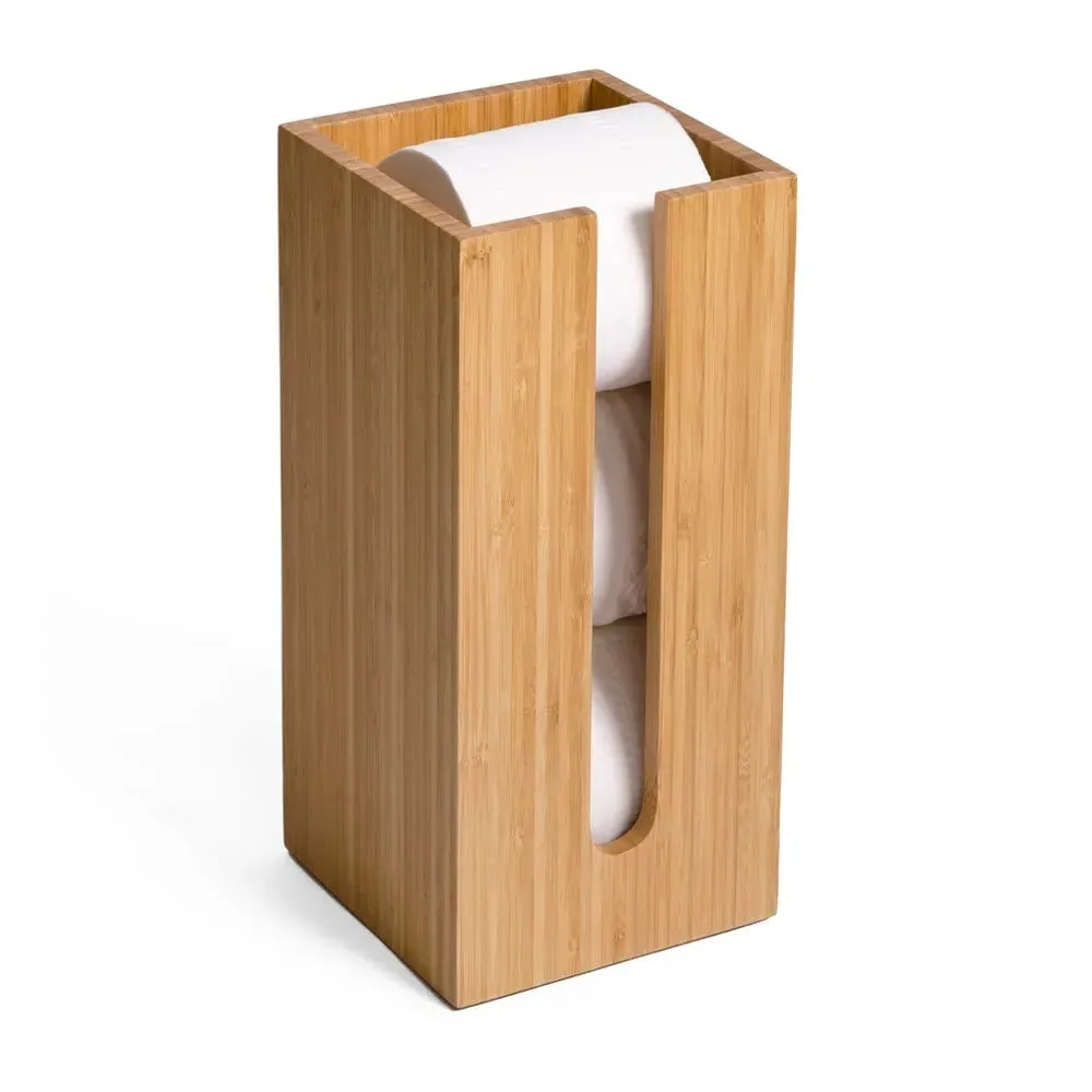 Paper Roll Holder Box - Dark Wood, Bamboo image
