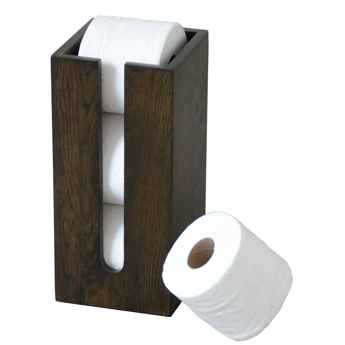 Paper Roll Holder Box - Dark Wood, Oak