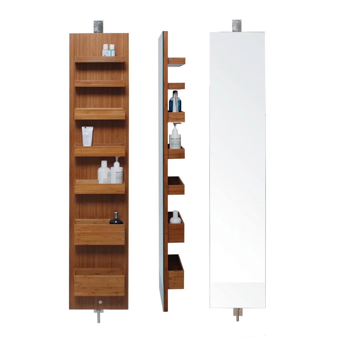 Revolving Wall Storage Cabinet - Dark Wood, Oak