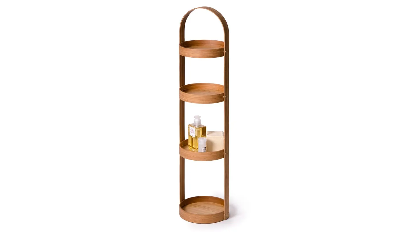 Round 4-Tray Caddy - Oak, Wood