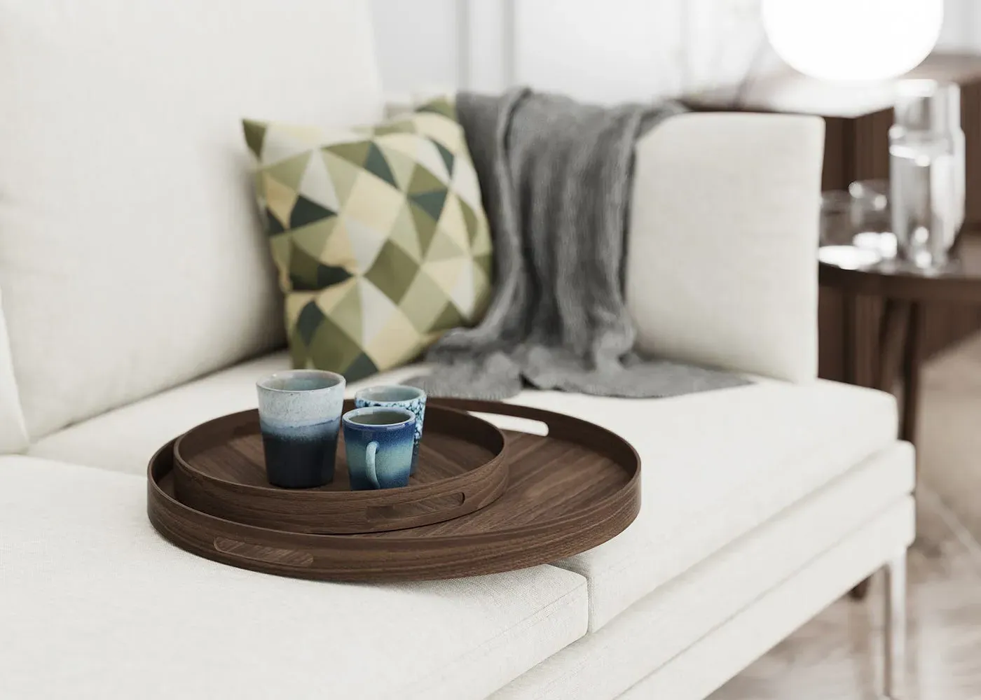 Round Bistro Tray - Walnut, Wood