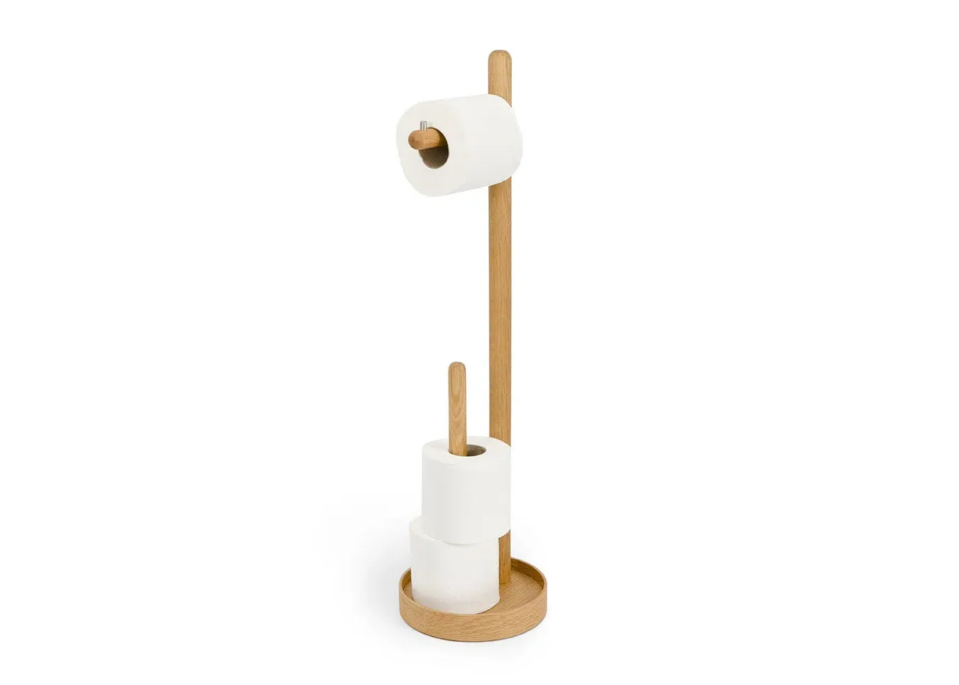Round Toilet Roll Holder - Oak Wood image