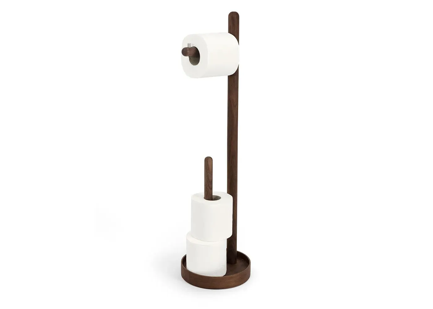 Round Toilet Roll Holder - Walnut Wood