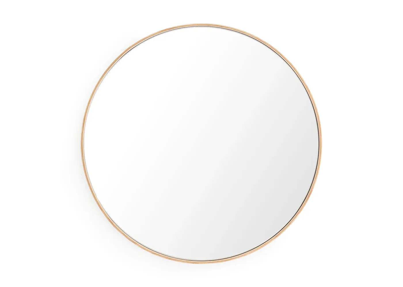 Round Wall Mirror - Natural Oak, Wood