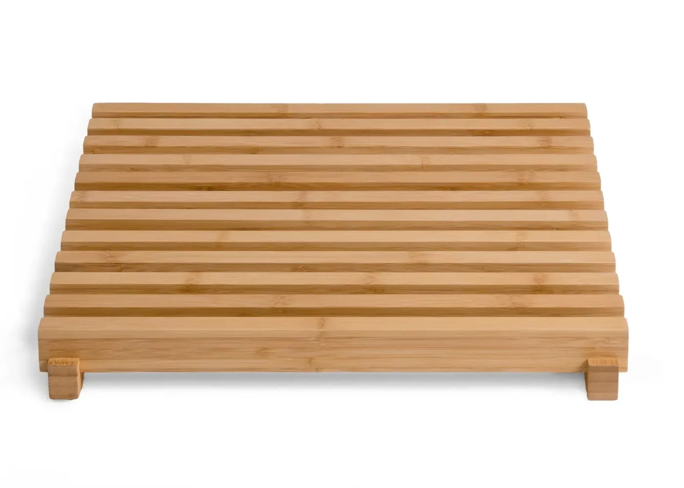 Slatted Shower Mat - Dark Wood, Bamboo image