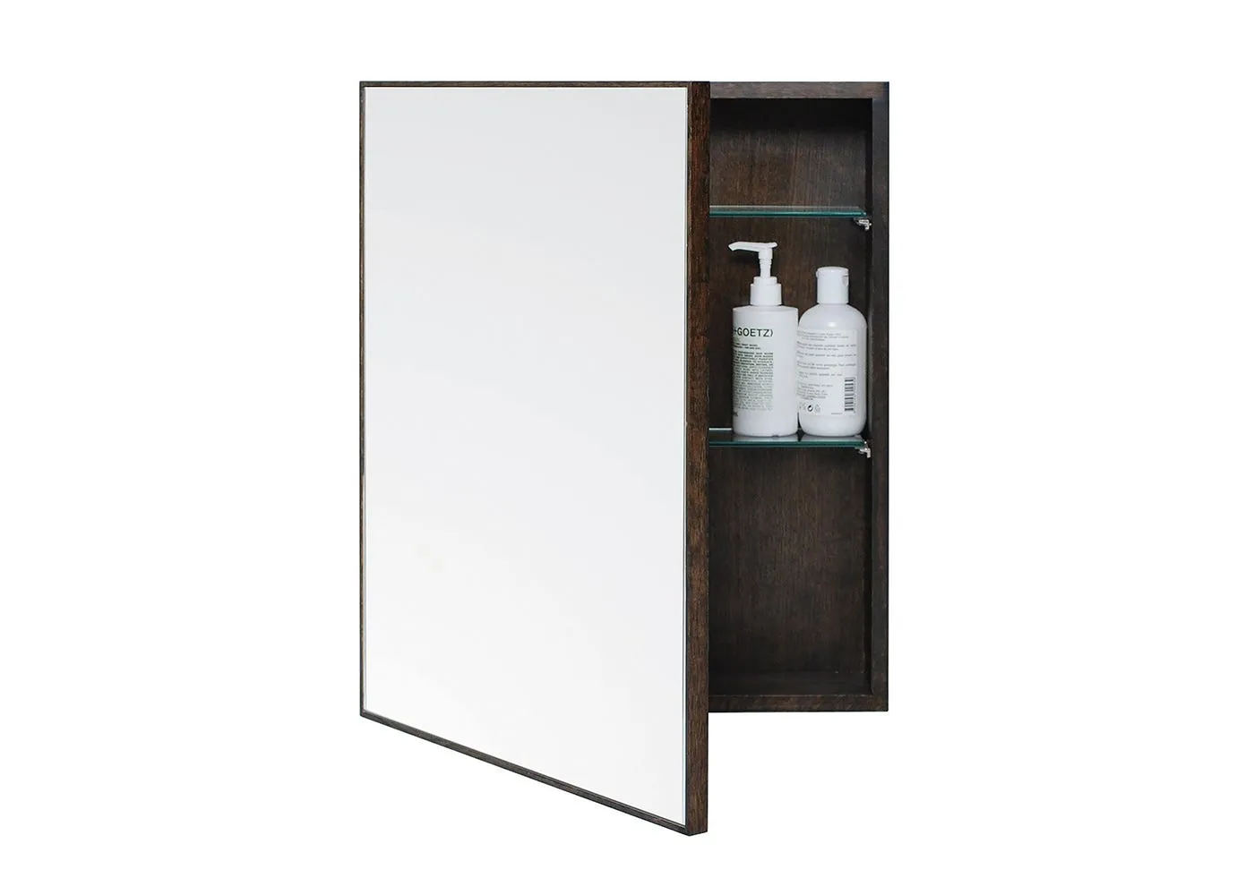 Slimline Bath Cabinet with Shelves - Dark Oak image