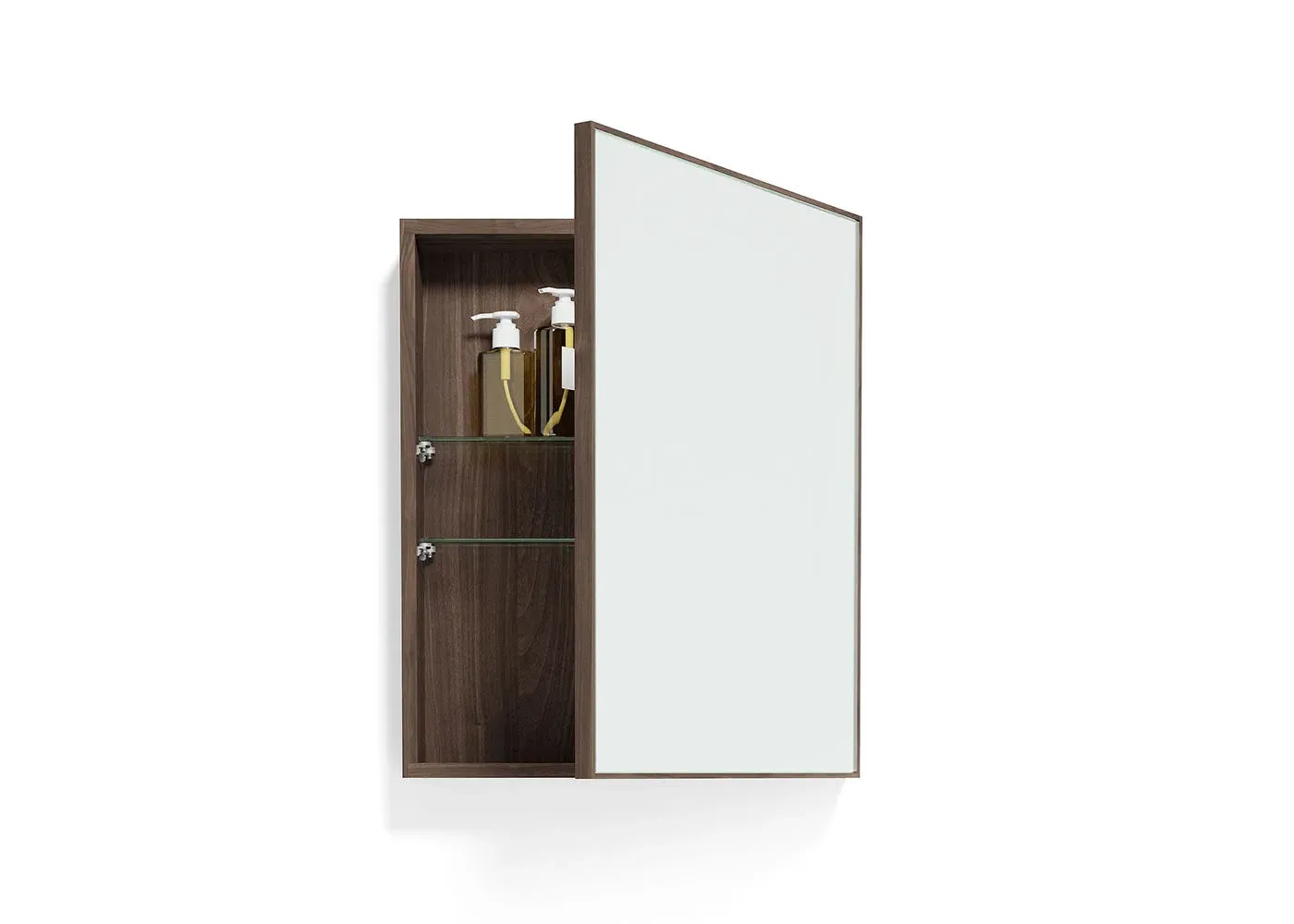 Slimline Bath Cabinet with Shelves - Walnut