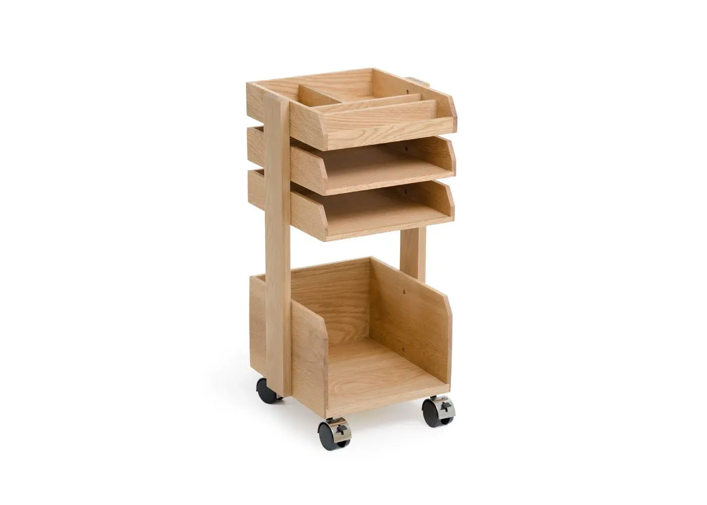 Small Desk Organiser with Wheels - Oak image