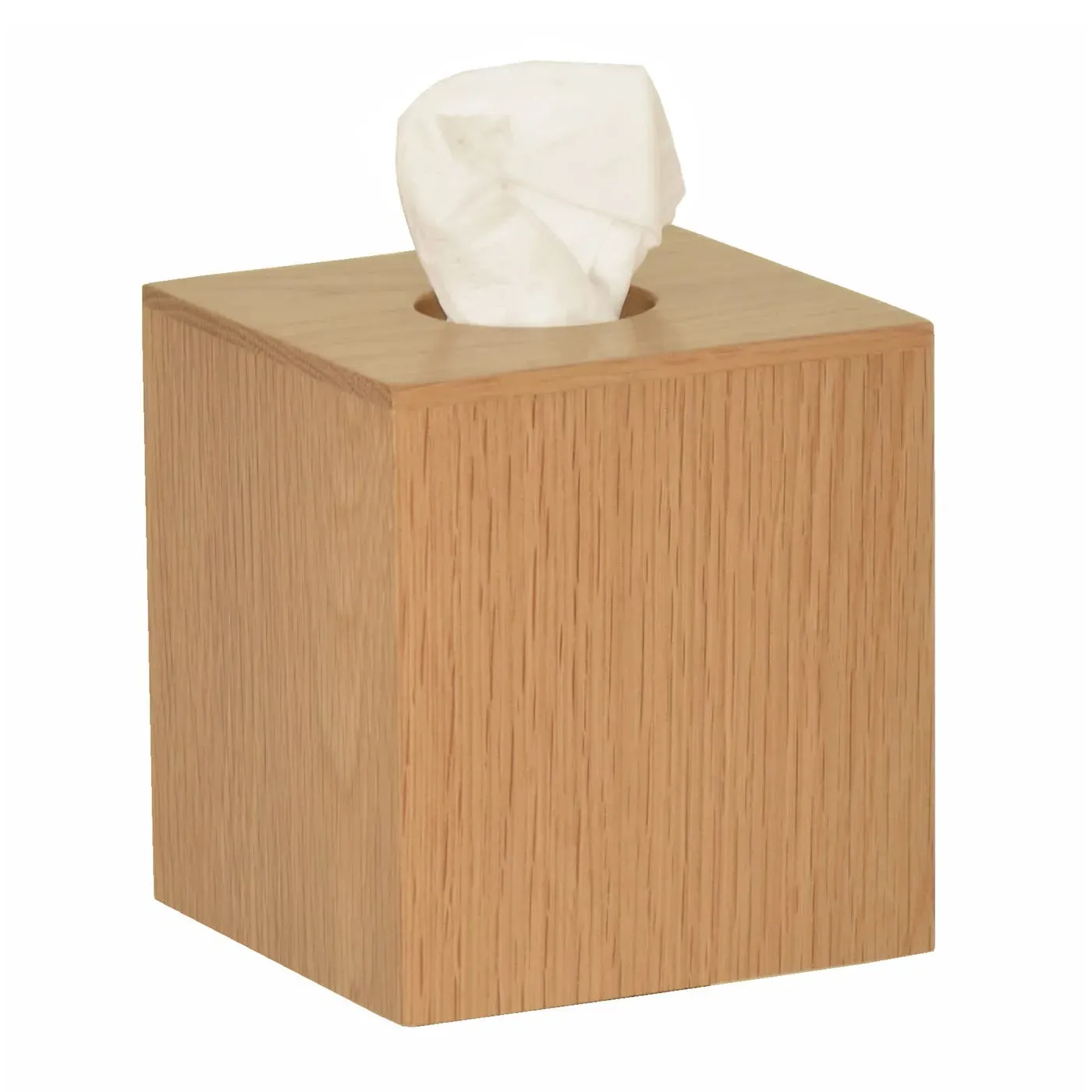 Square Tissue Box Cover - Natural, Oak Wood image