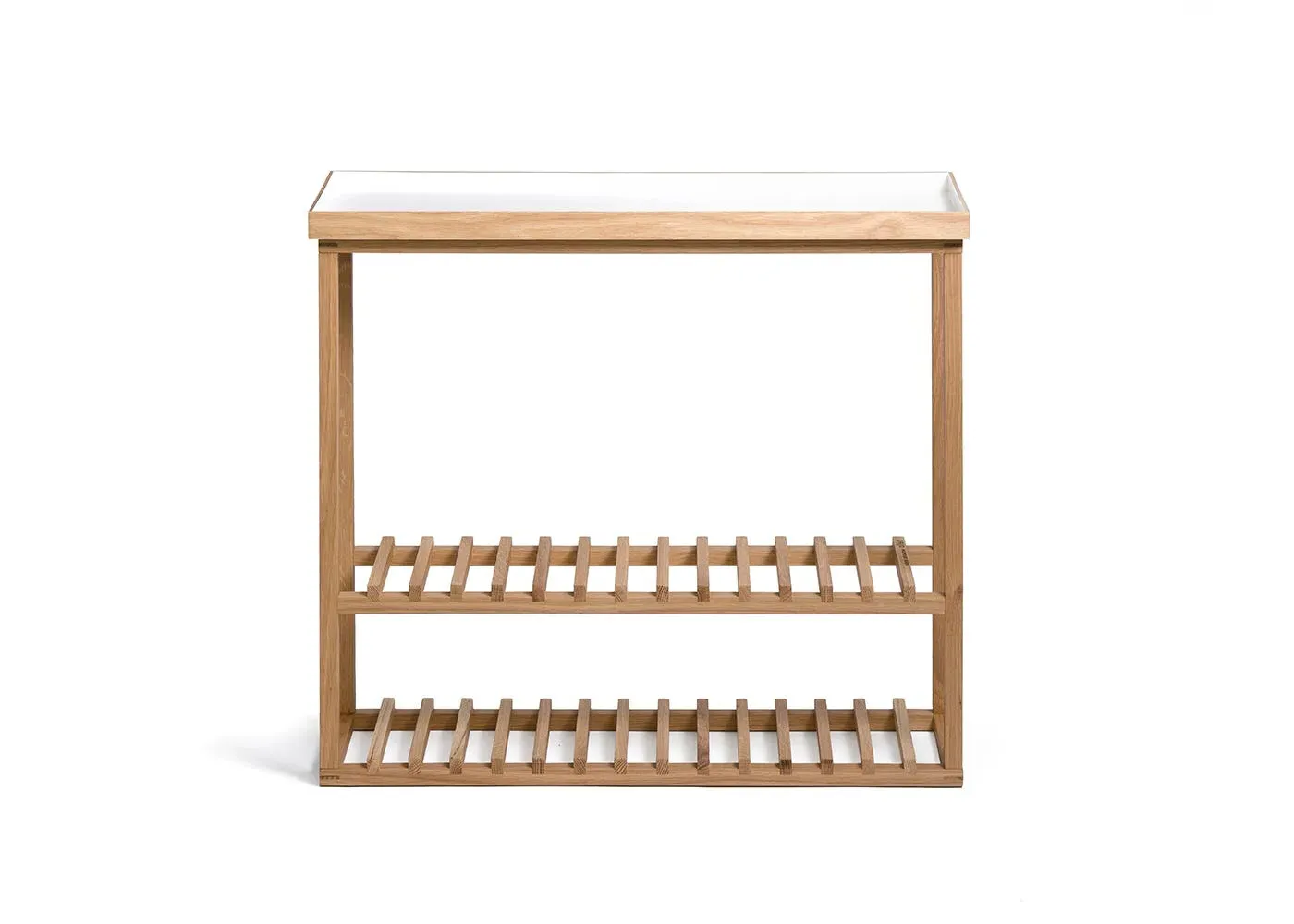 Storage Table with White Top - Light Wood