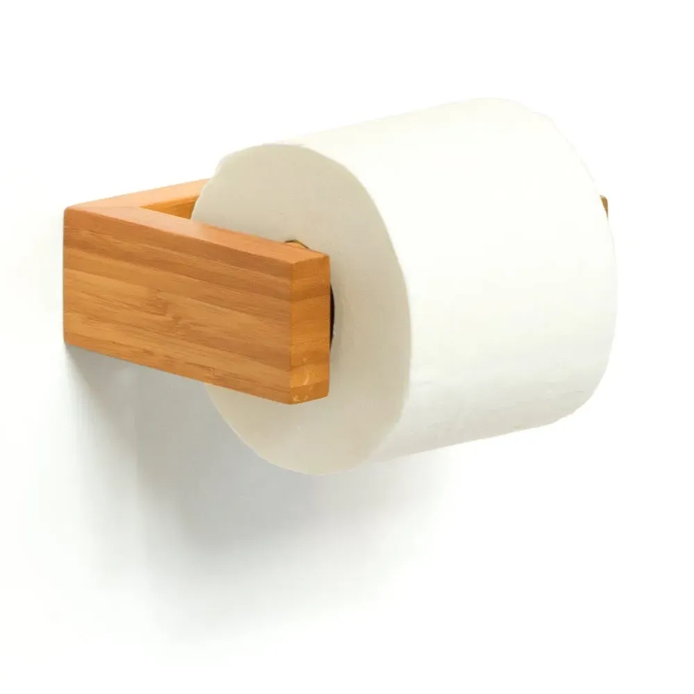 Wall Mount Toilet Roll Holder - Dark, Bamboo image