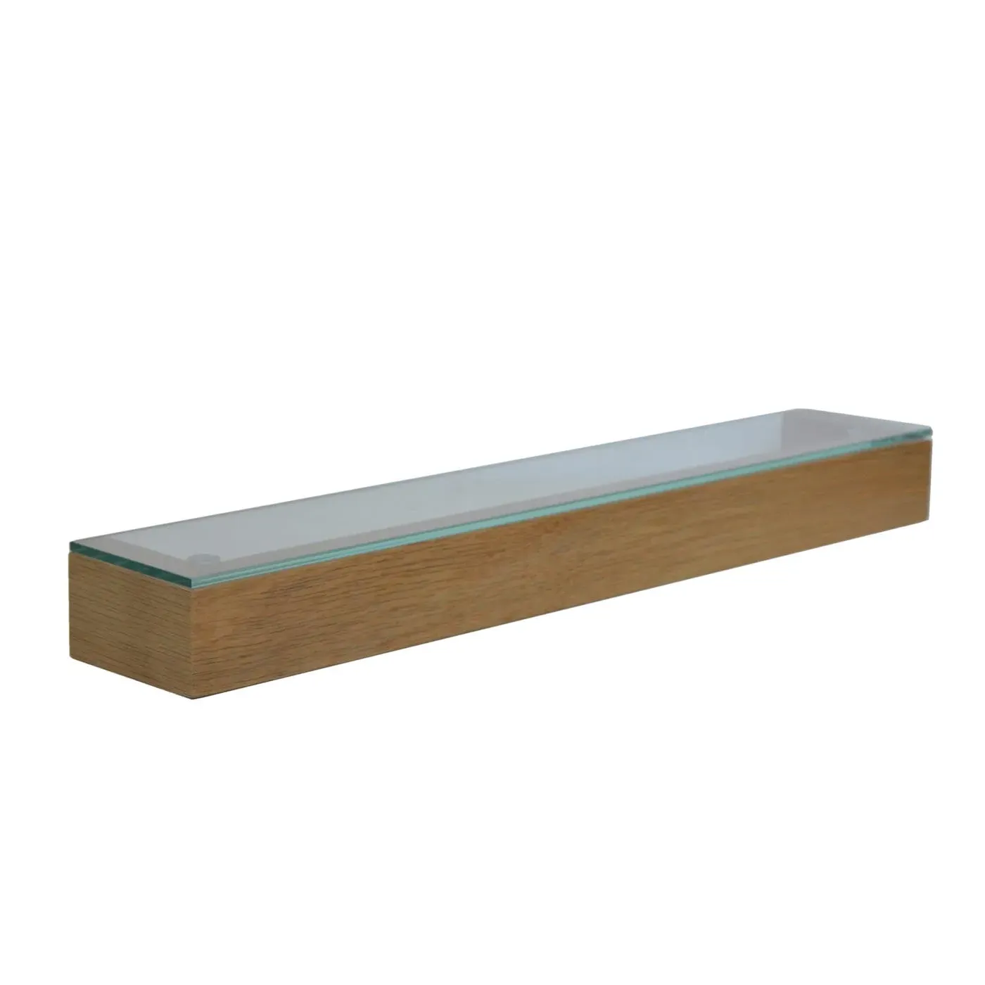 Wall Mounted Glass Shelf - Light Wood, Oak