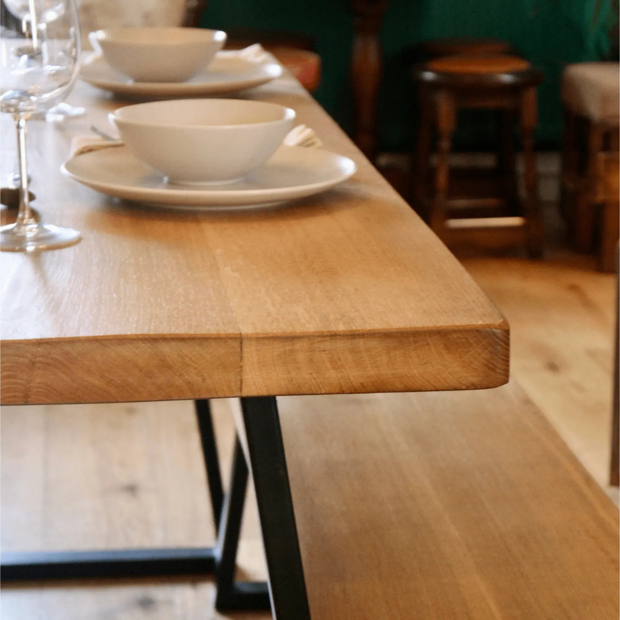 12-14 Seater Dining Table X Frame - Natural, Oak