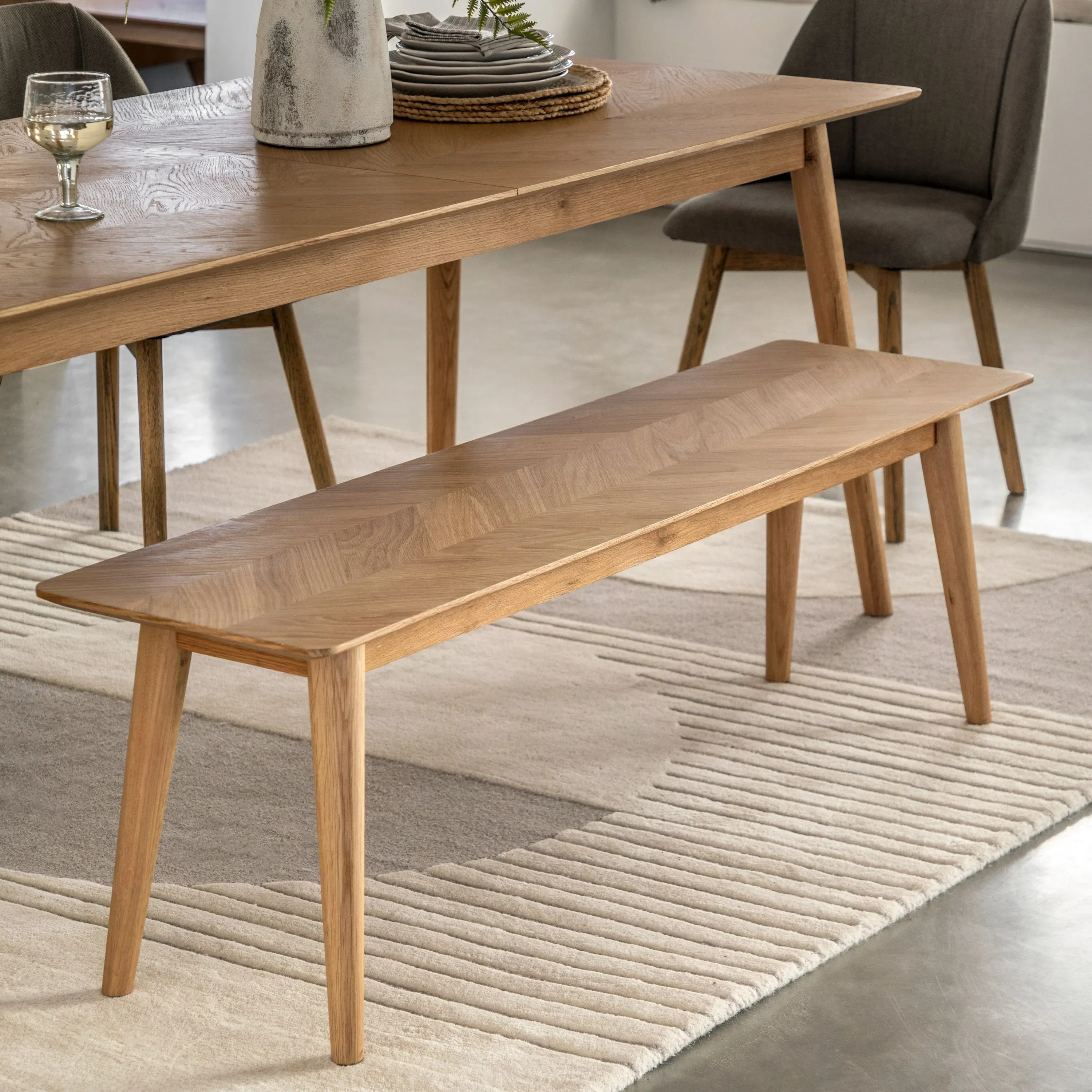 150cm Dining Bench - Oak, Solid Wood image