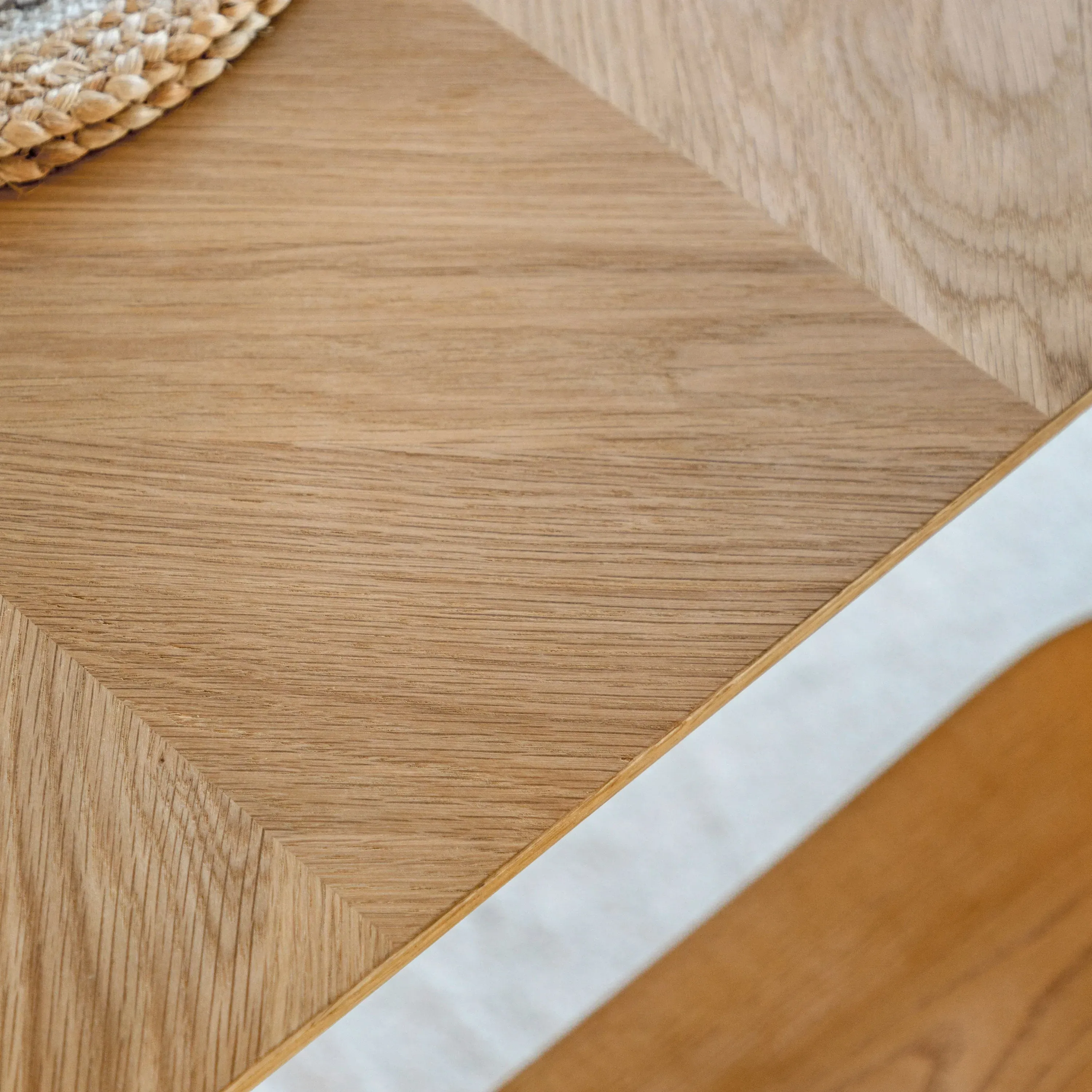 160cm Dining Table with Chevron Inlay - Oak